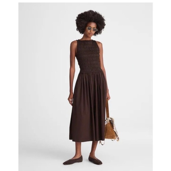 Dresses & Skirts - Women's Brown Sleeveless Smocked Midi Dress